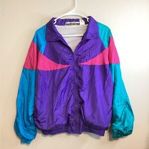 Vintage 80s Longstreet Missy Color block Windbreaker Jacket Size Medium.